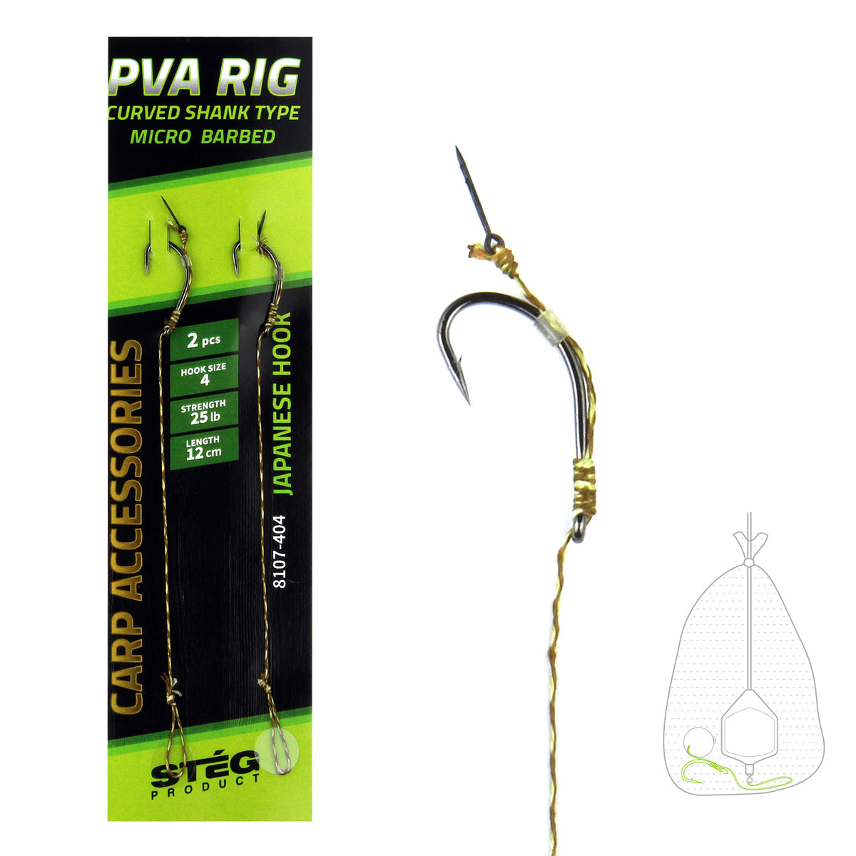 Stég PVA Előke horogtüskével 12cm 4-es 2db/cs