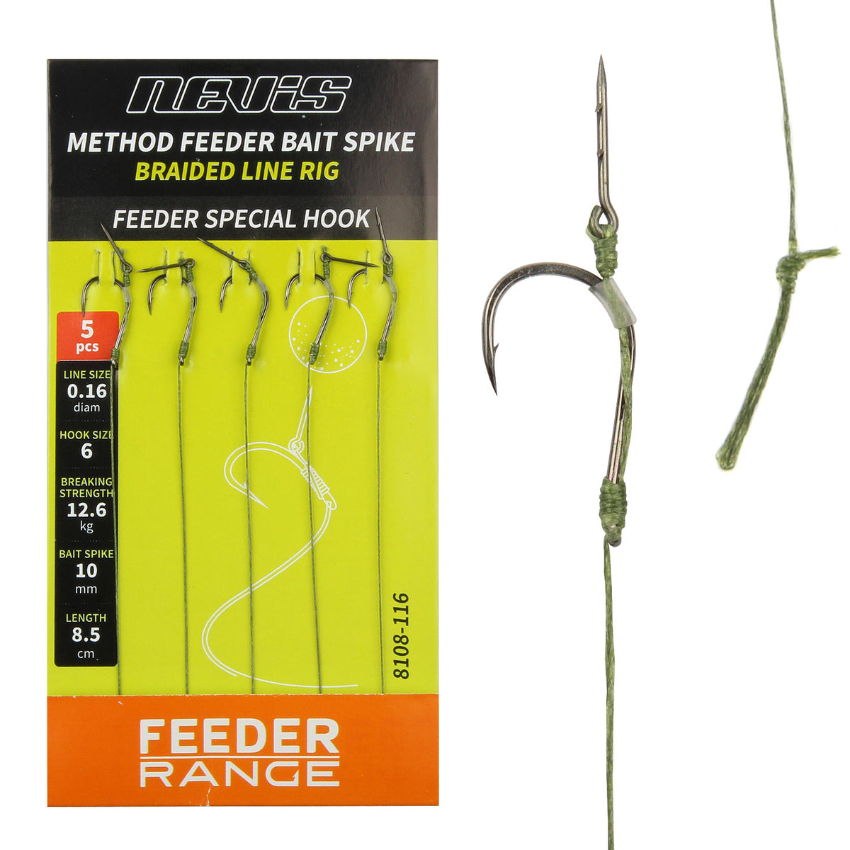 Nevis Feeder fonott előke csalitüskével 8-as 5db/cs.