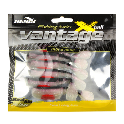 Nevis Vibra Shad Gumihal 7cm 6/cs – (705) Fekete-Sárga-Piros Flitter