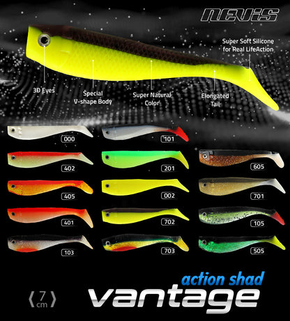 Nevis Action Shad gumihal 7cm 6/cs