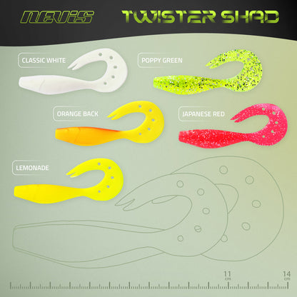 Nevis Twister Shad 14cm 2db/cs (Lemonade)
