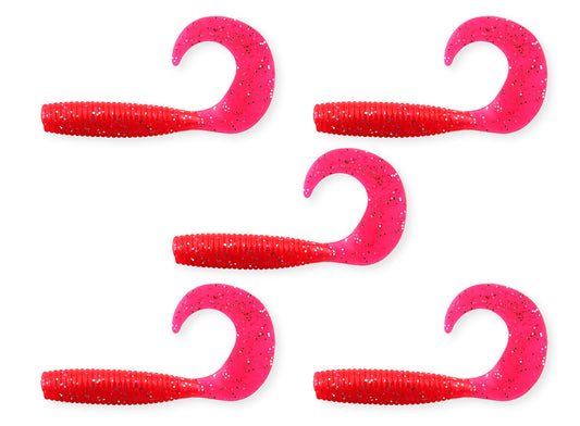 Nevis Twister 7,5cm 5db/cs piros flitter