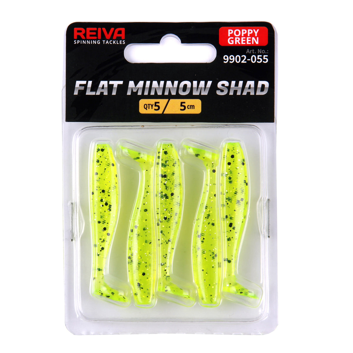 Reiva Flat Minnow Shad 5cm 5db/cs (Poppy Green)