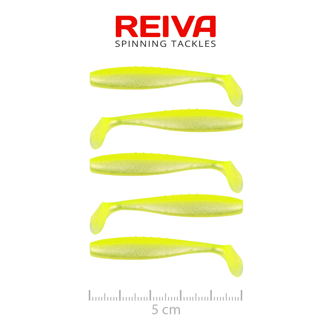 Reiva Flat Minnow Shad 5cm 5db/cs (Flash Lemonade)