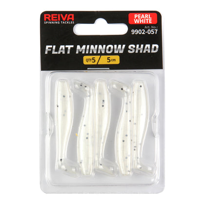 Reiva Flat Minnow Shad 5cm 5db/cs (Pearl White)