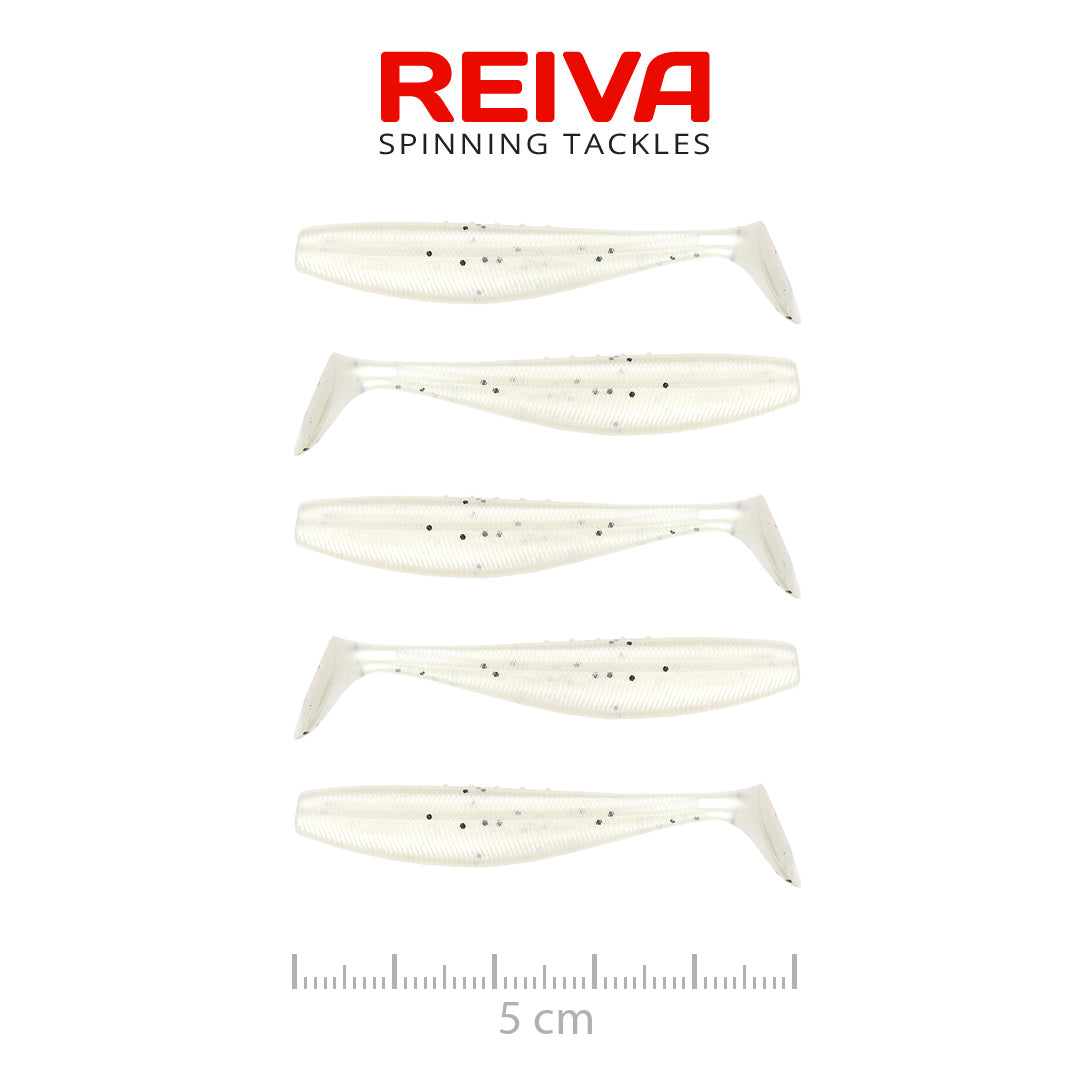 Reiva Flat Minnow Shad 5cm 5db/cs (Pearl White)