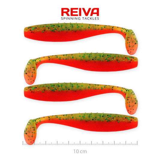 Reiva Flat Minnow shad 10cm 4db/cs (Crazy Tomato)