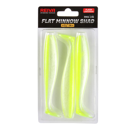 Reiva Flat Minnow shad 14cm 3db/cs (Flash Lemonade)
