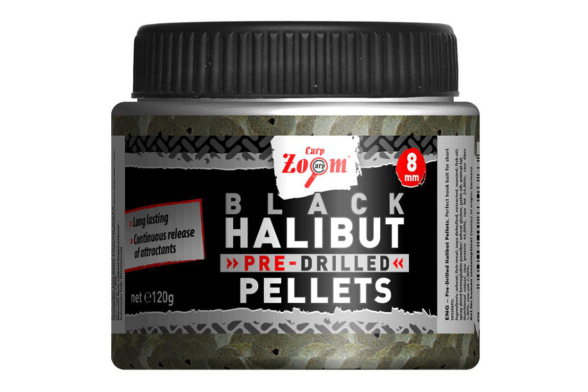 Carp Zoom Fekete fúrt halibut horogpellet