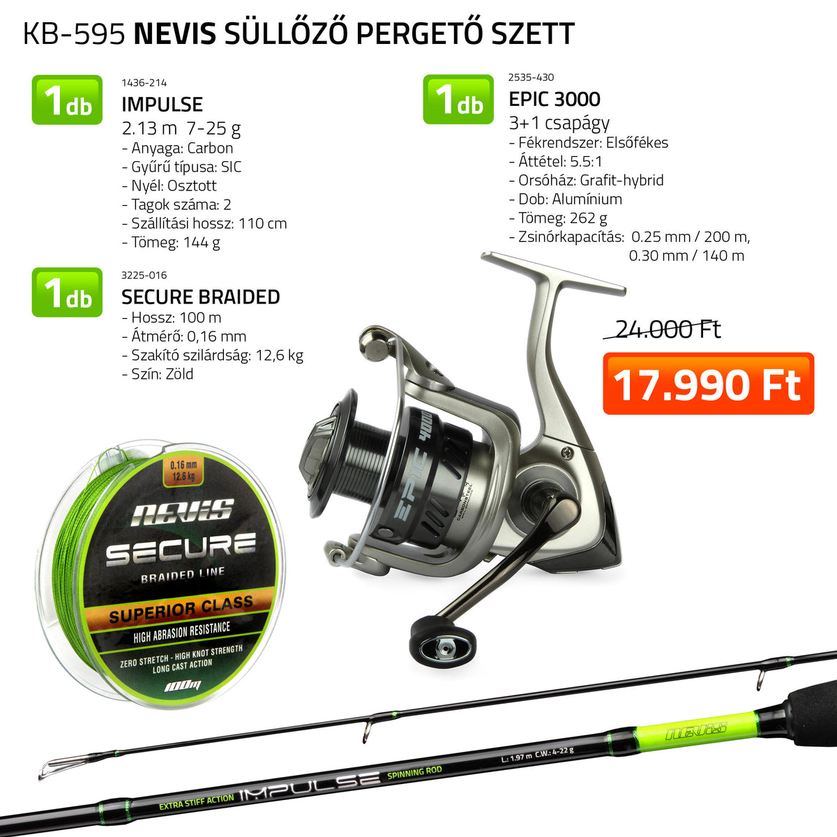 Nevis Süllőző pergető szett 1436-214+ 2535-430+ 3225-016