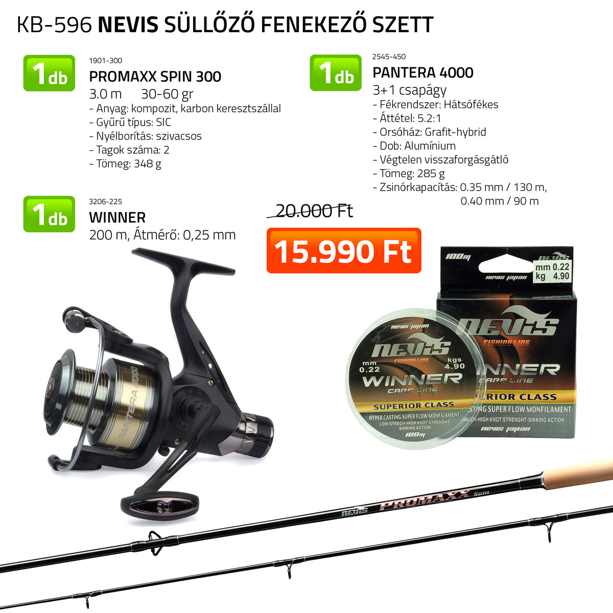 Nevis Süllőző fenekező szett 1901-300+ 2545-440+ 3206-225