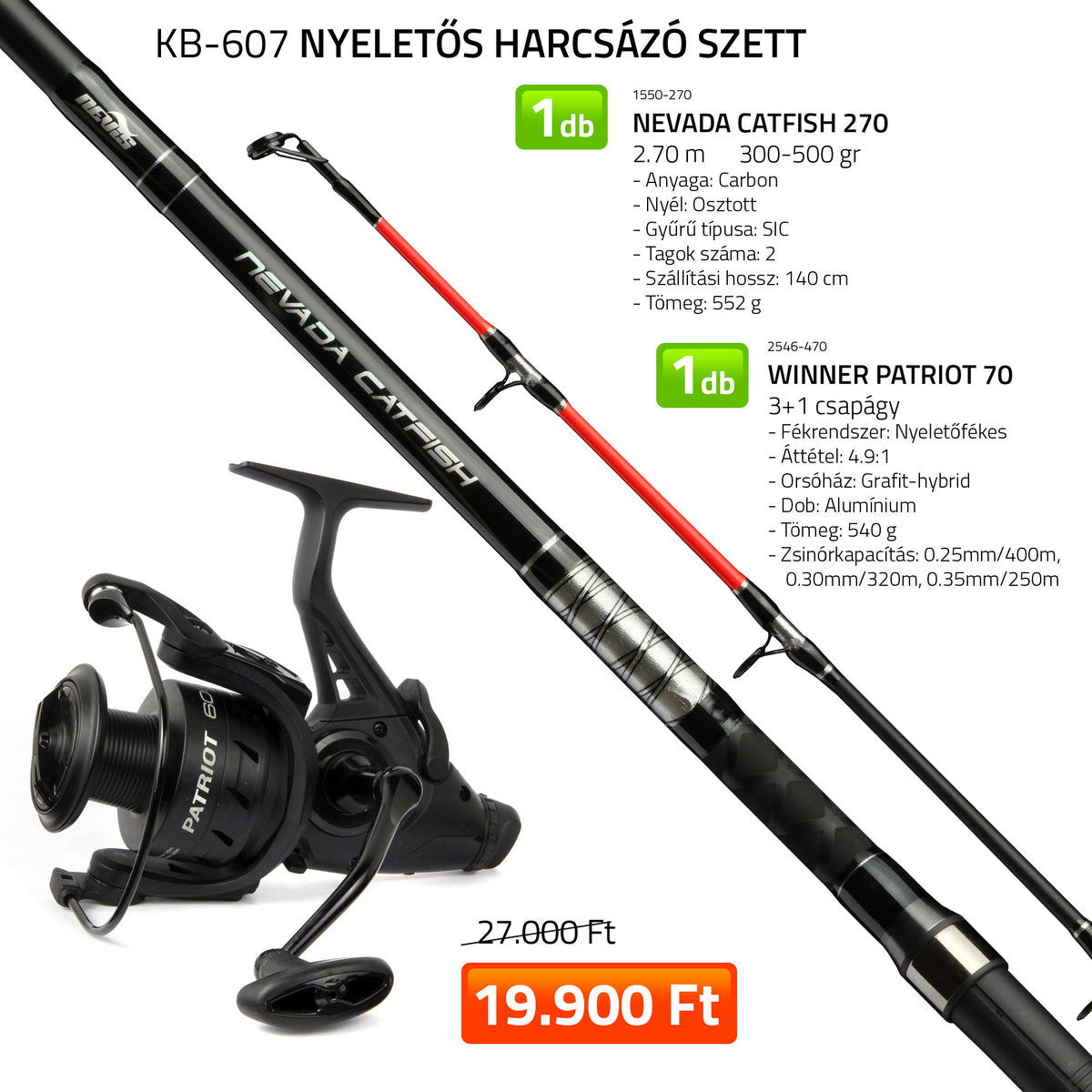 Nevis Nyeletős Harcsázó szett 1550-270+ 2546-470